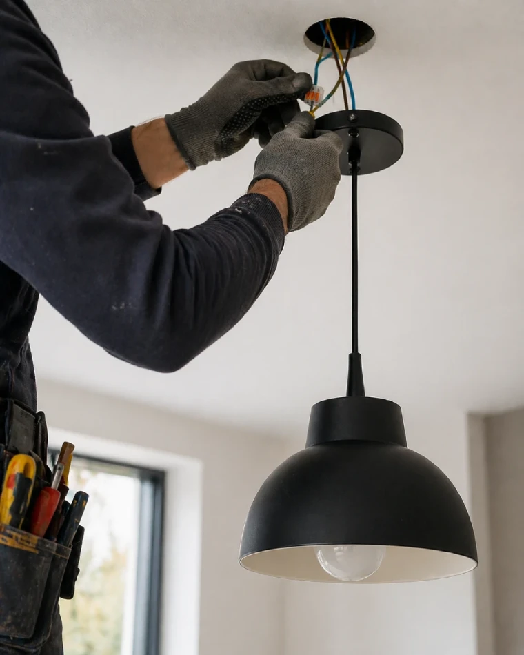 Elektryk podczas montażu instalacji – usługi elektryczne w Krośnie i okolicach